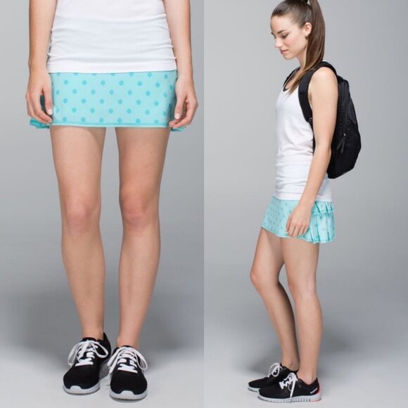 NWT Lululemon Pace Setter Skirt‎ Stripe Dot Printed Angel Blue Tennis Skort 10 - Picture 2 of 15